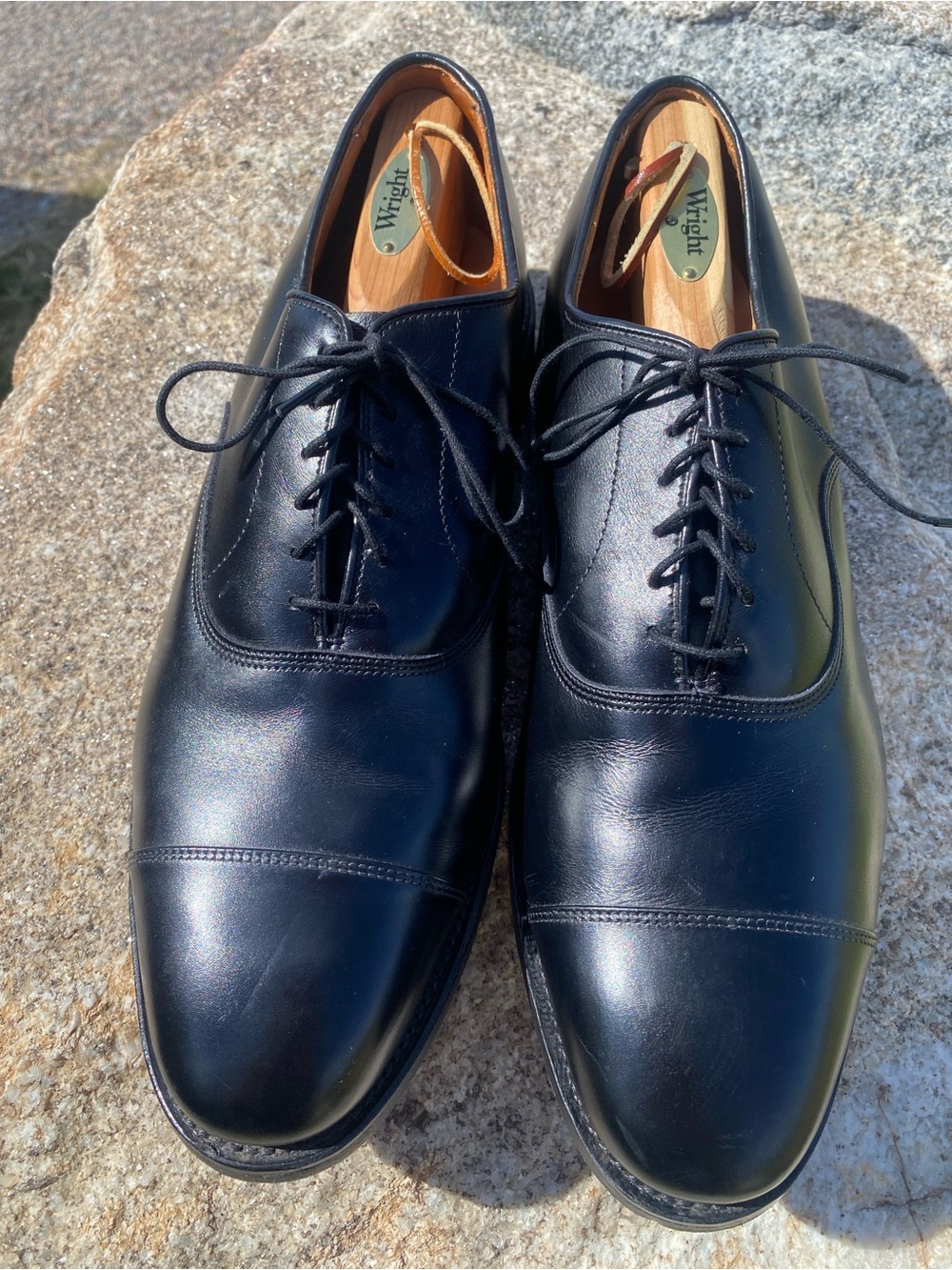 Allen Edmonds Black Cap-Toe Derby Oxfords - Picture 2 of 6